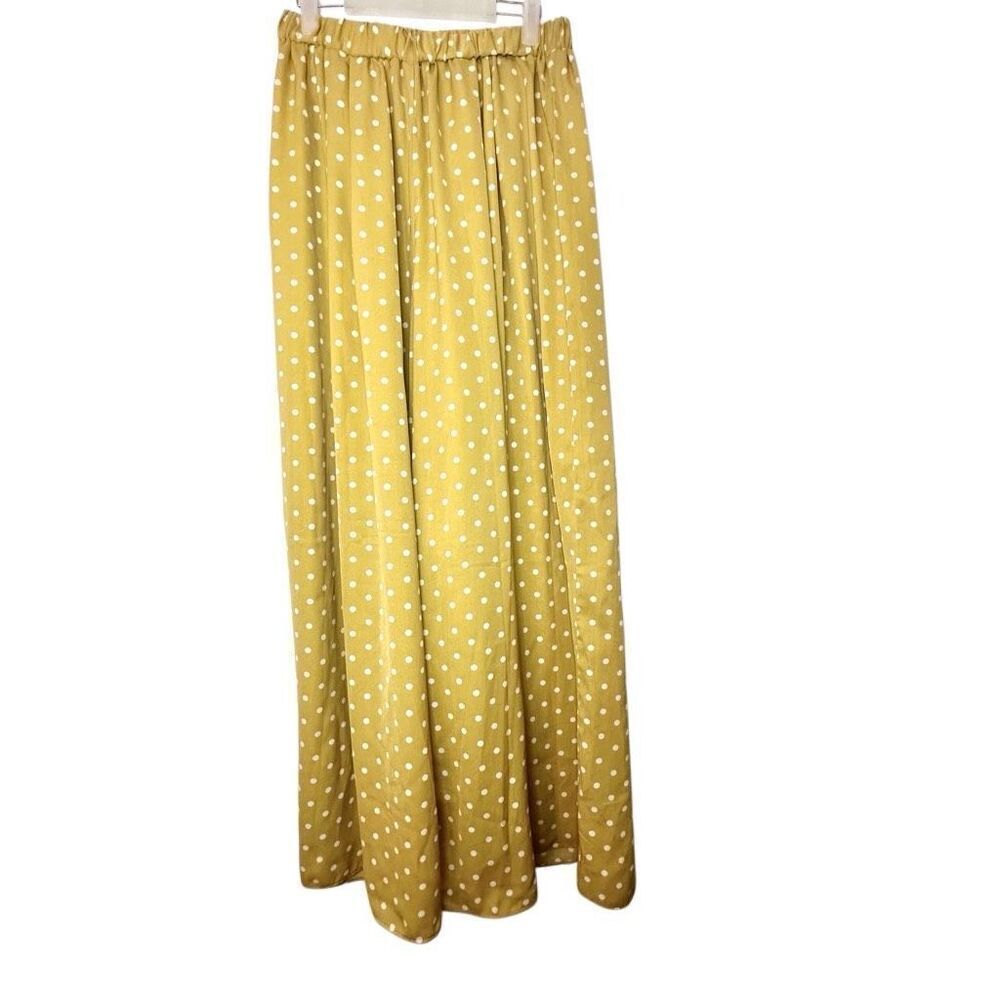 Pretty Little Thing Polka Dot Elastic Waist Maxi Skirt Yellow White Size 12